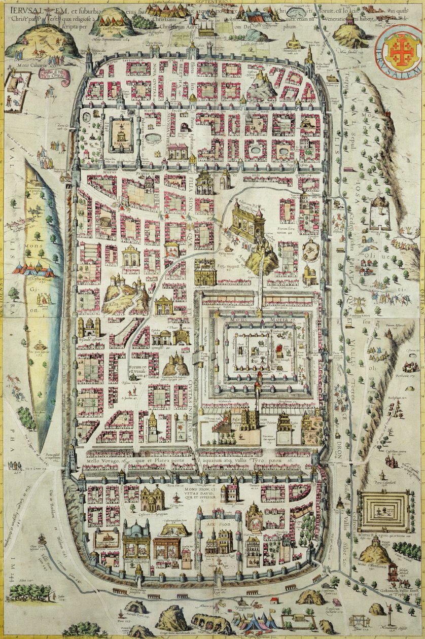 Kort over Jerusalem og det omkringliggende område, fra 