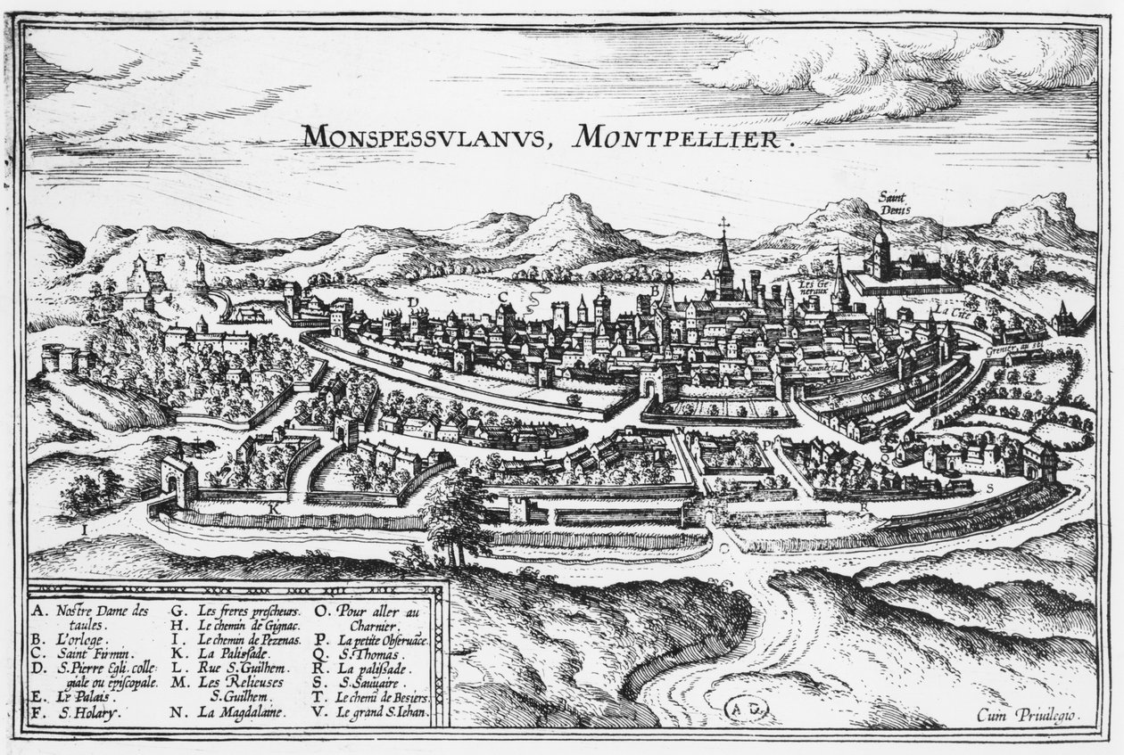 Kort over Montpellier, fra 