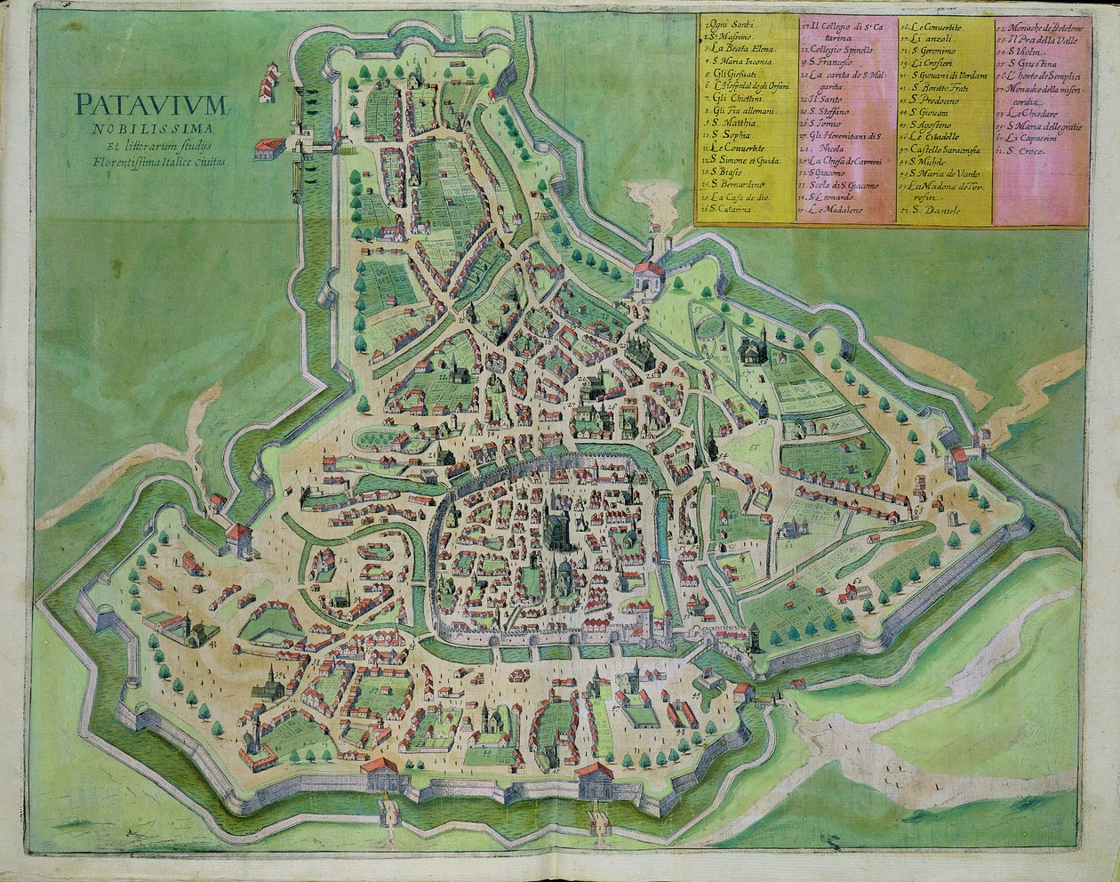 Kort over Padua, fra 