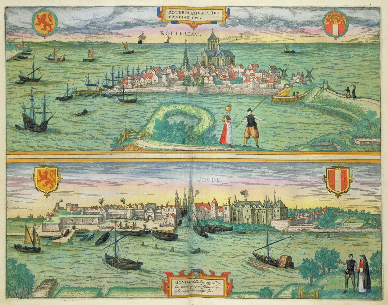 Kort over Rotterdam og Gouda, fra 
