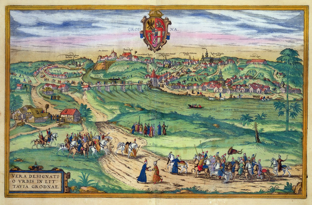 Byplan af Grodno, fra "Civitates Orbis Terrarum" af Georg Braun (1541-1622) og Frans Hogenberg (1535-90), ca. 1572 af Joris Hoefnagel