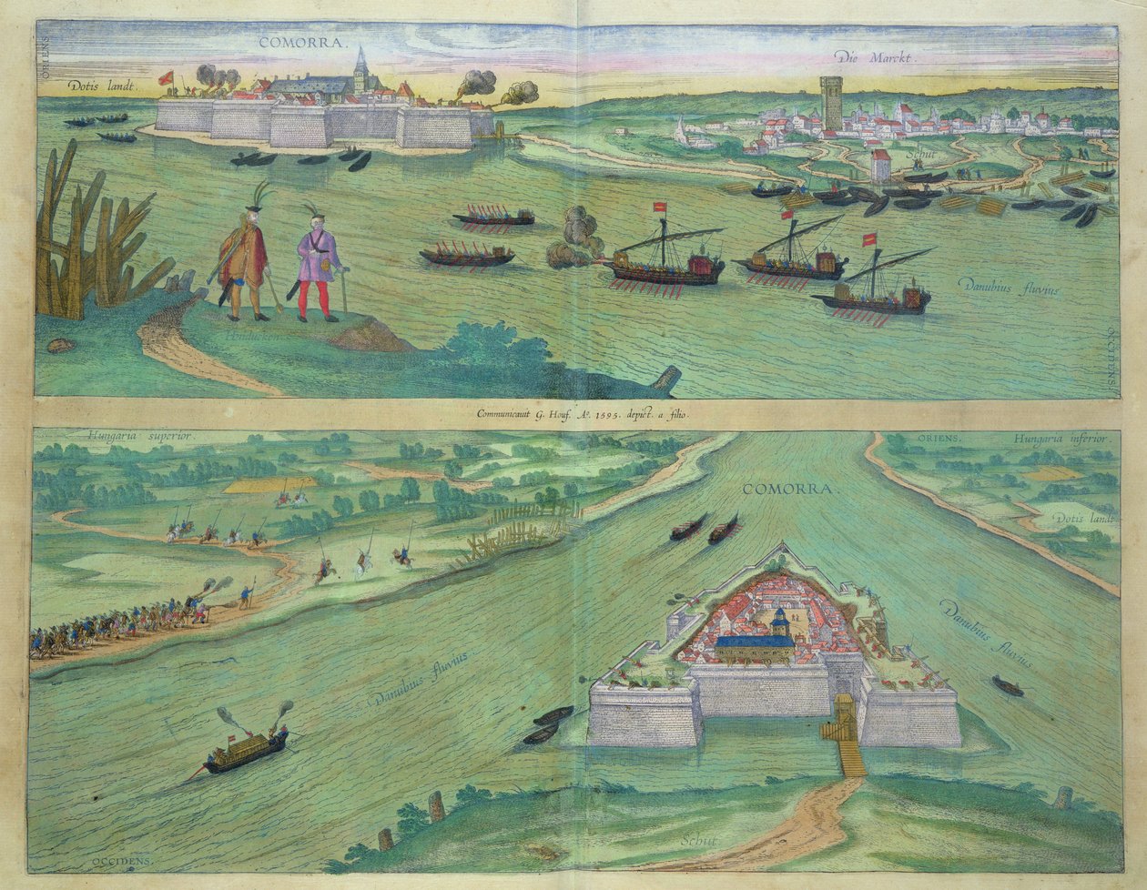To billeder af Comorra, fra "Civitates Orbis Terrarum" af Georg Braun (1541-1622) og Frans Hogenburg (1535-90), ca. 1572 af Joris Hoefnagel
