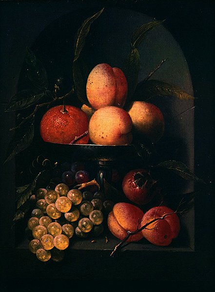 A Tazza of Fruit in a Stone Niche (olie på lærred) af Joris van Son