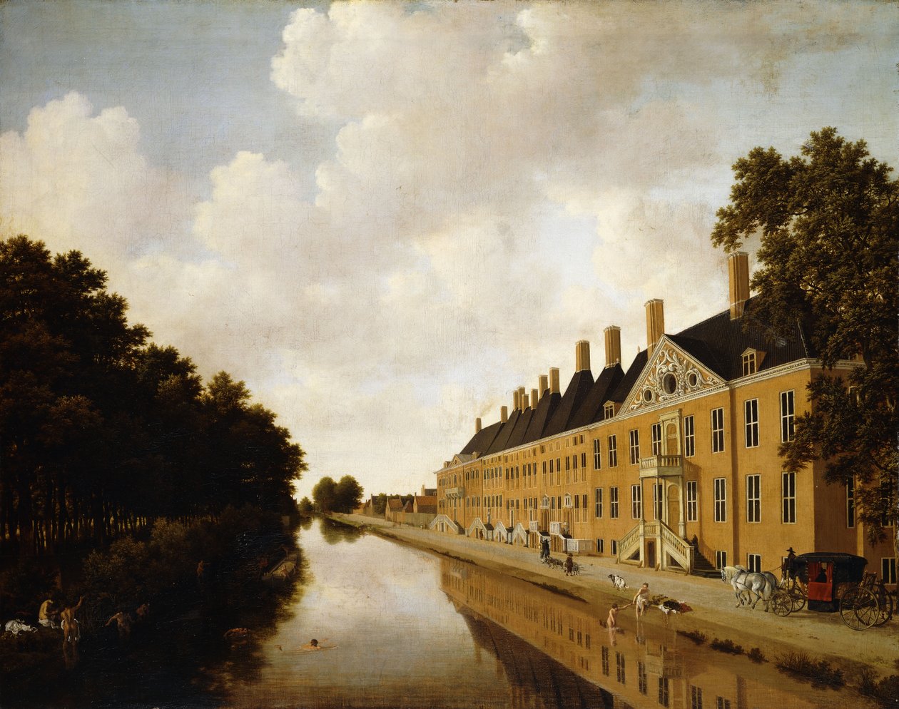 Udsigt over Princessgracht, Haag, mod Bezuidenhoutseweg og Post Singelgracht, ca. 1660 af Joris van der Hagen