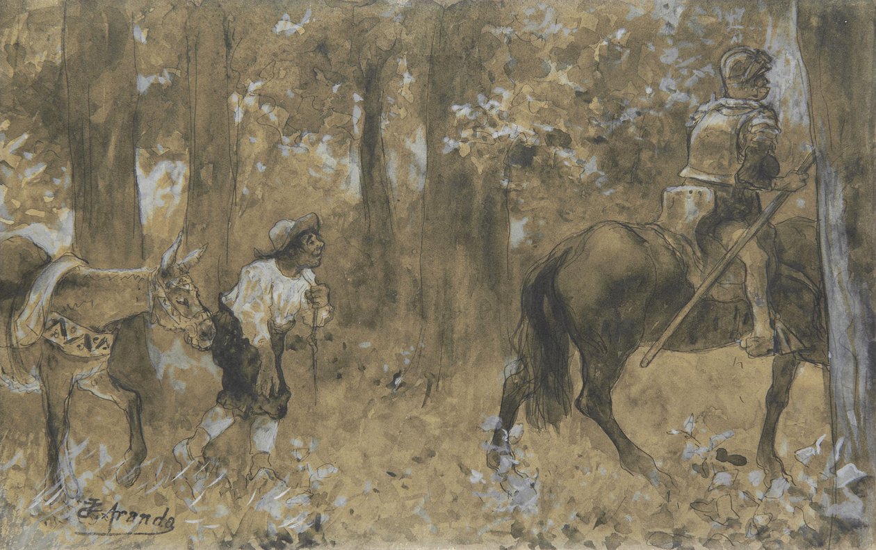 Don Quijote og Sancho Panza af José Jiménez Aranda