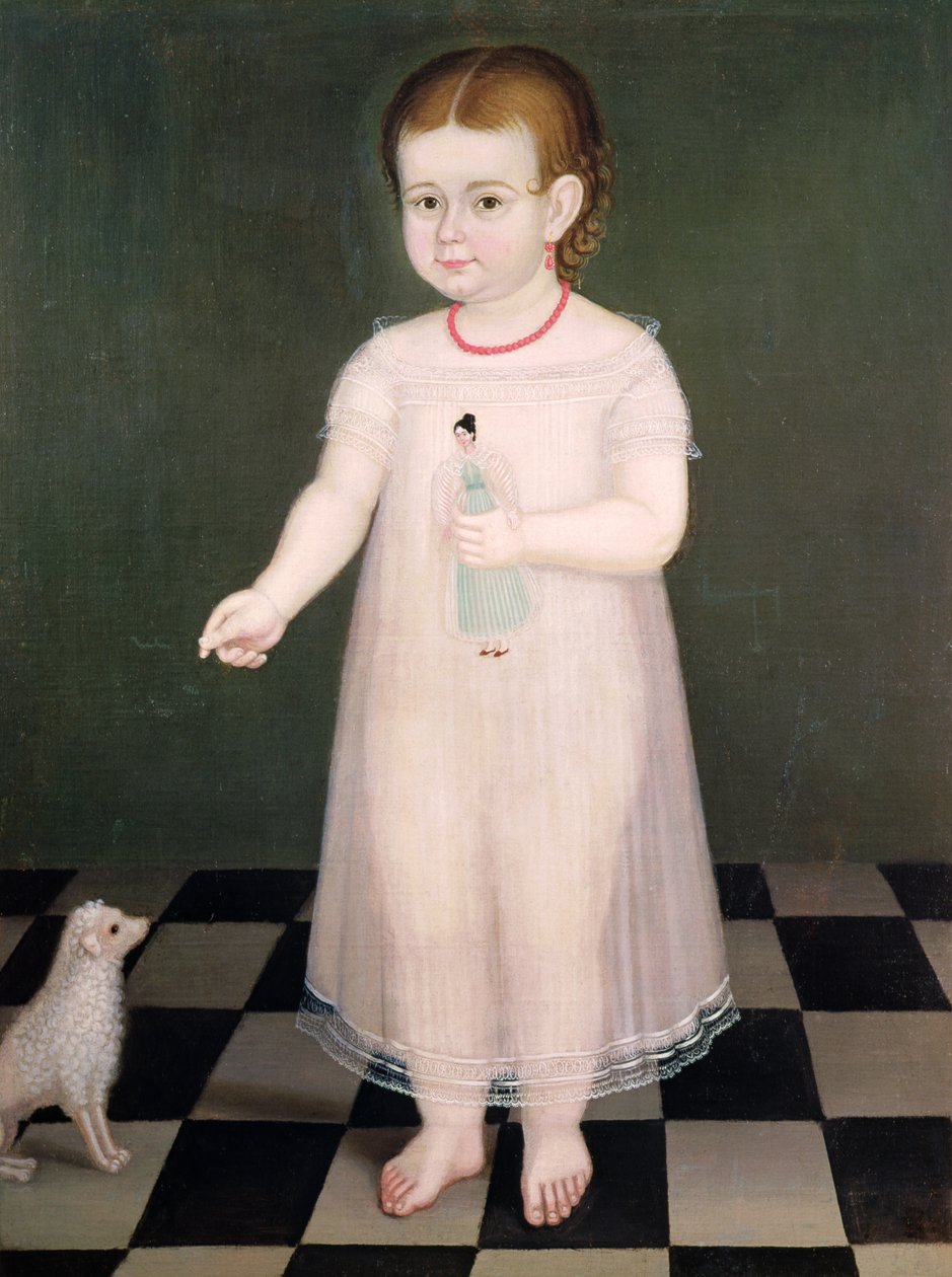 Ung pige med en dukke, 1838 af José María Estrada