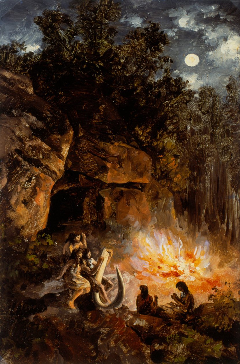 Scene fra den kvartære øvre paleolitiske periode af José Marí Velasco
