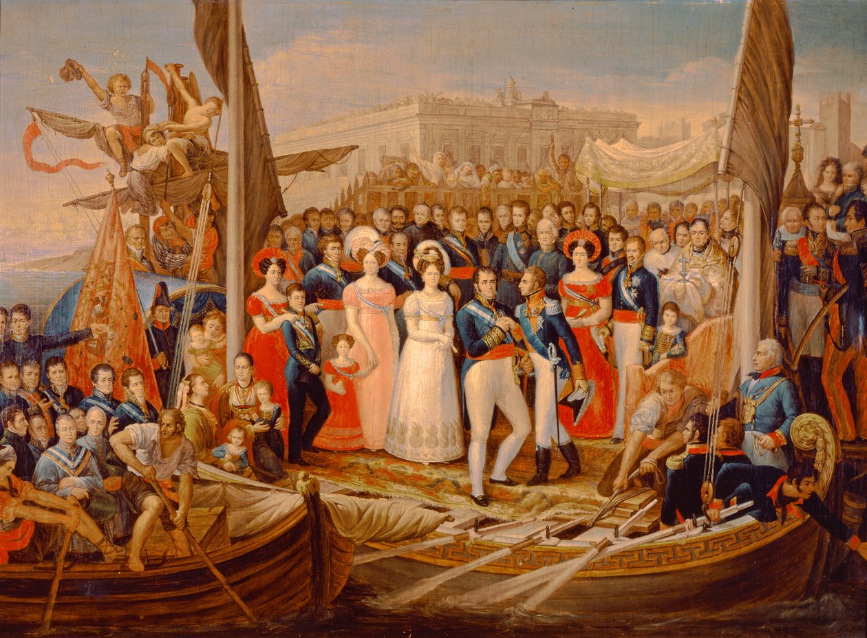 Ferdinand VII landstigning i havnen i Santa Maria, 1800-tallet af José Aparicio