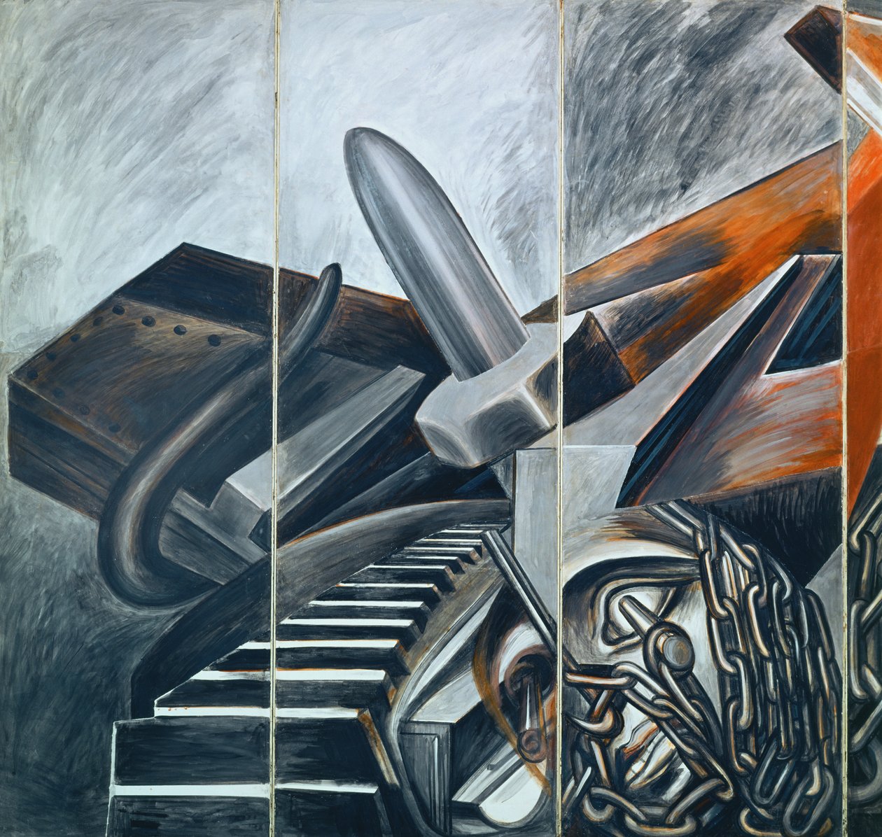 dykkerbomber og tank af José Clemente Orozco