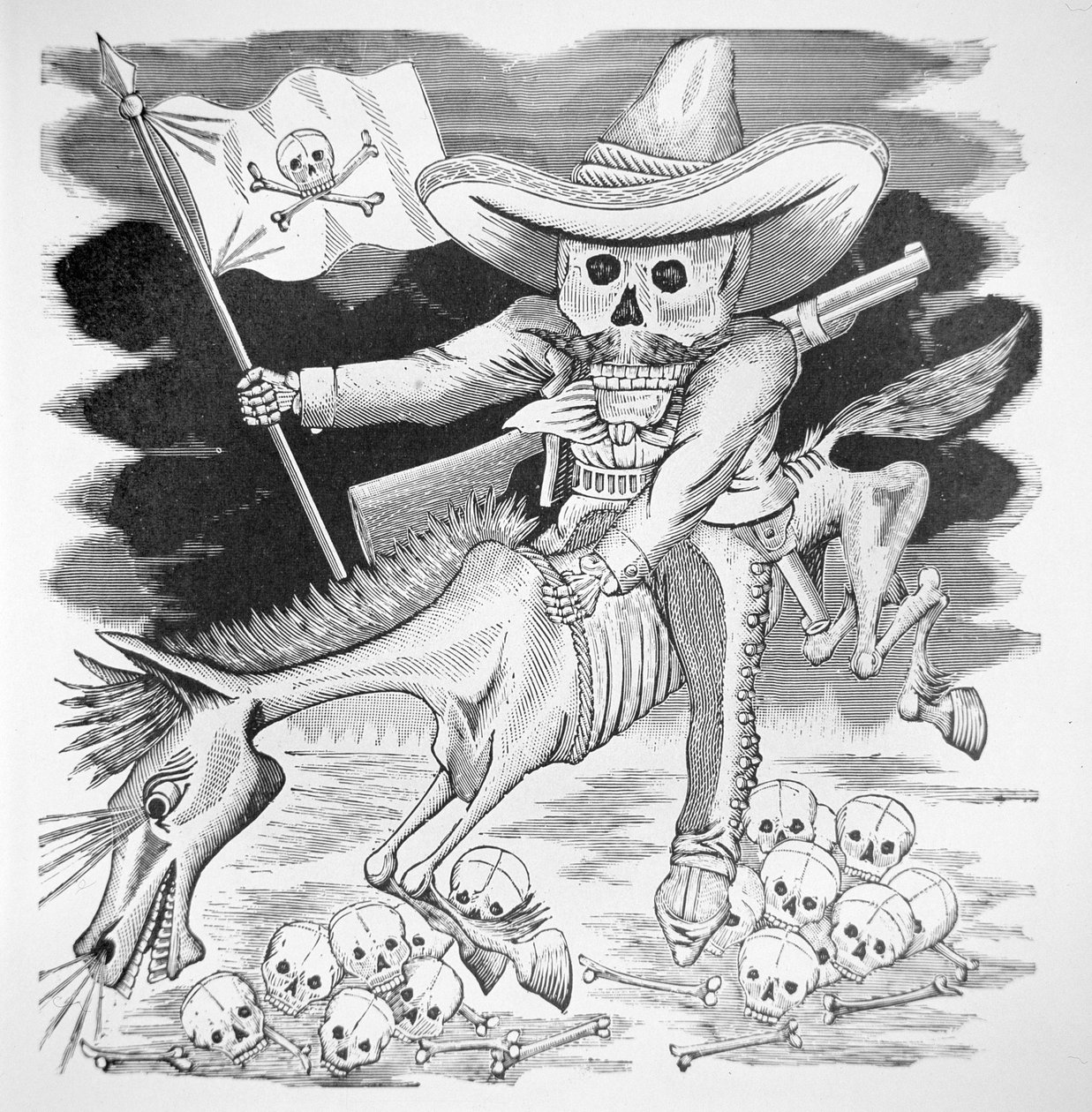 Zapatista-kranie, ca. 1910 (gravering) af José Guadalupe Posada