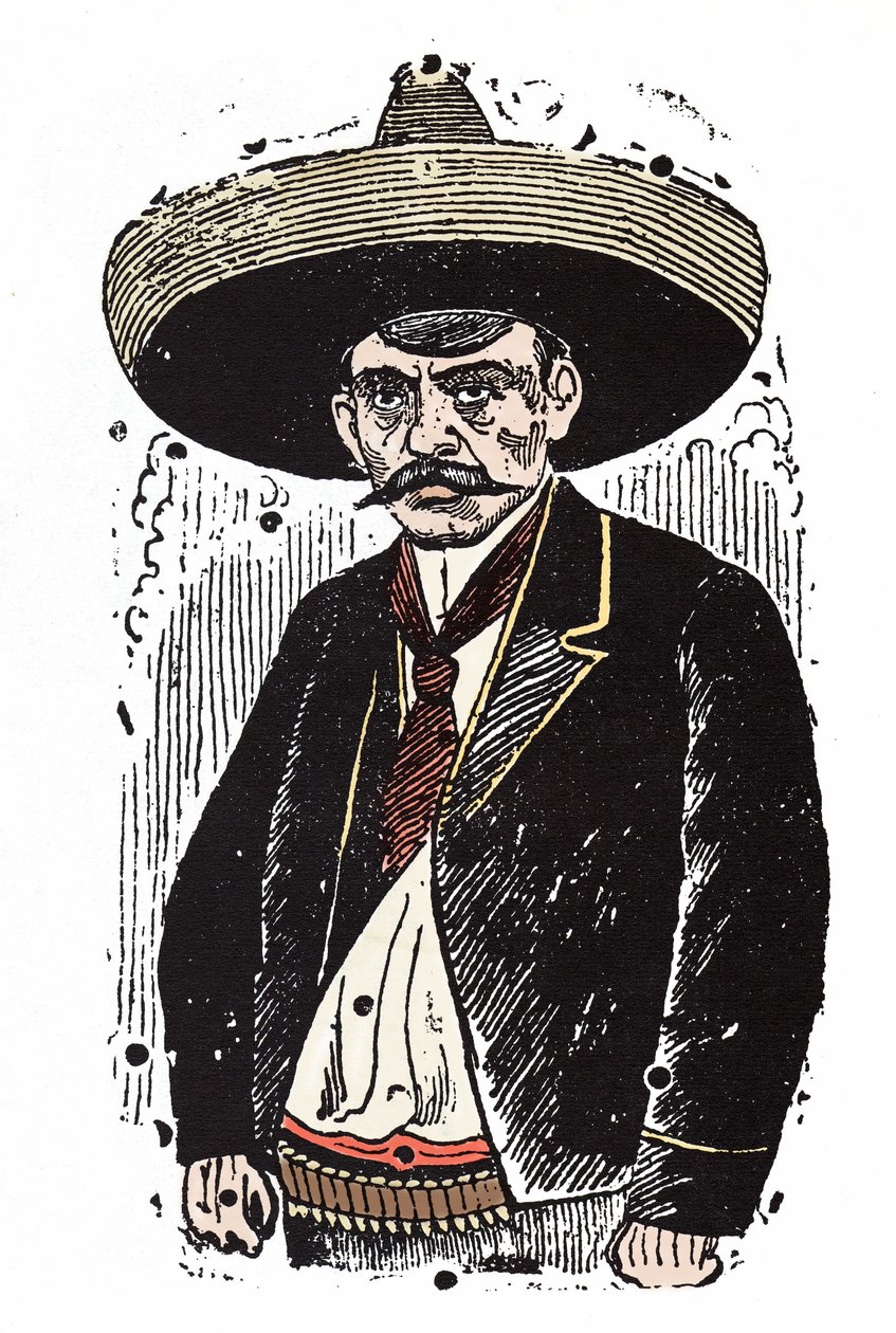 Emiliano Zapata (1880-1919), mexicansk revolutionær. Xylografi af Jose Guadalupe Posada (1852-1913). af José Guadalupe Posada
