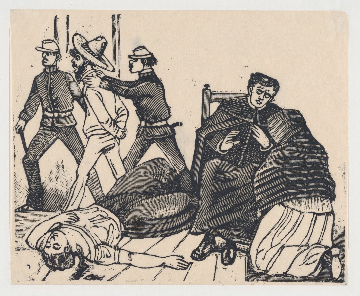 Dobbeltmordet i Puente de los Gallos, ca. 1905-1910., ca. 1905-1910. af José Guadalupe Posada