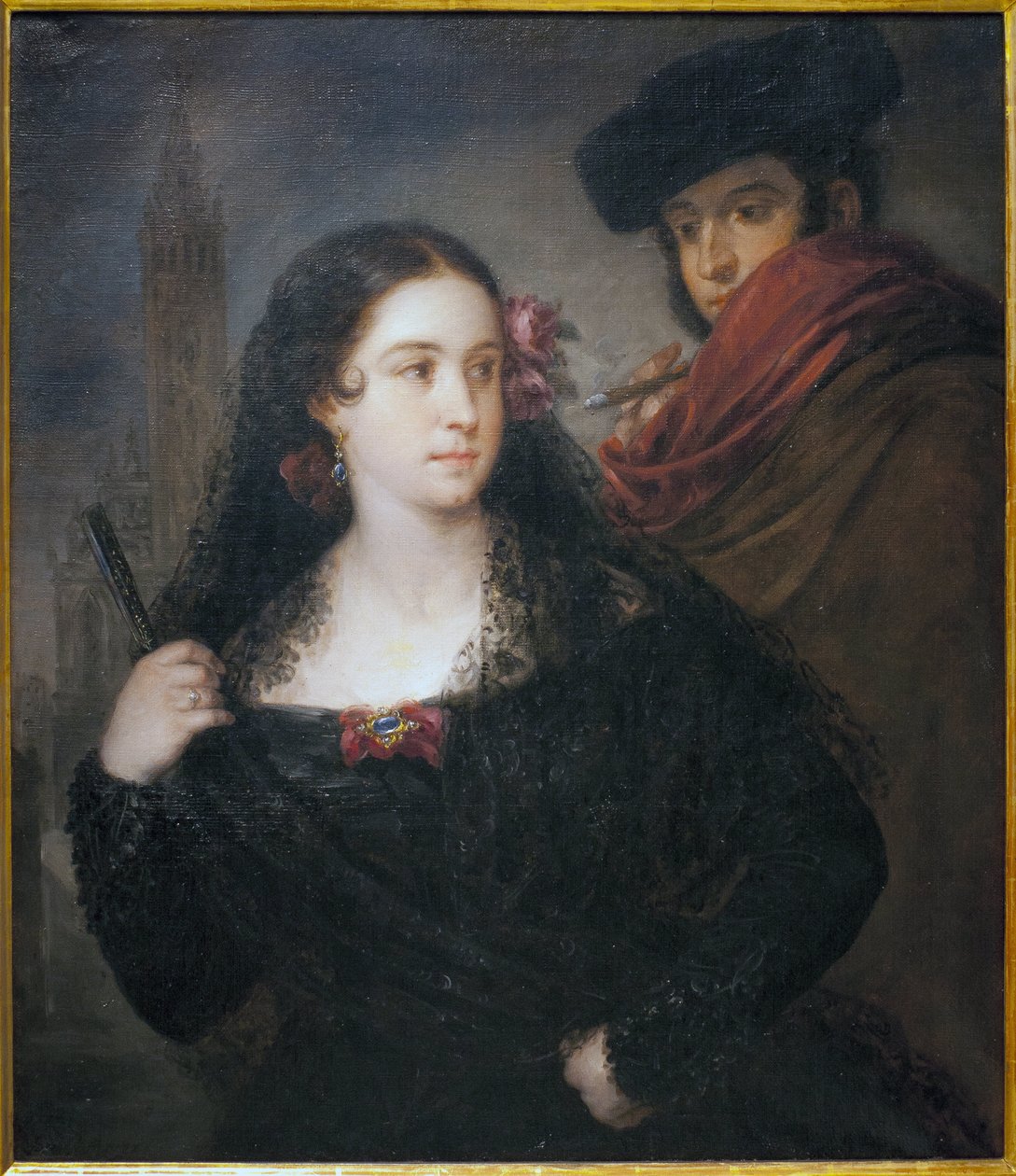 Et par behagelige mennesker. Maleri af Jose Gutierrez de la Vega (1791-1865), olie på lærred, ca. 1830. Museum of Fine Arts i Sevilla, Spanien. af José Gutiérrez de la Vega