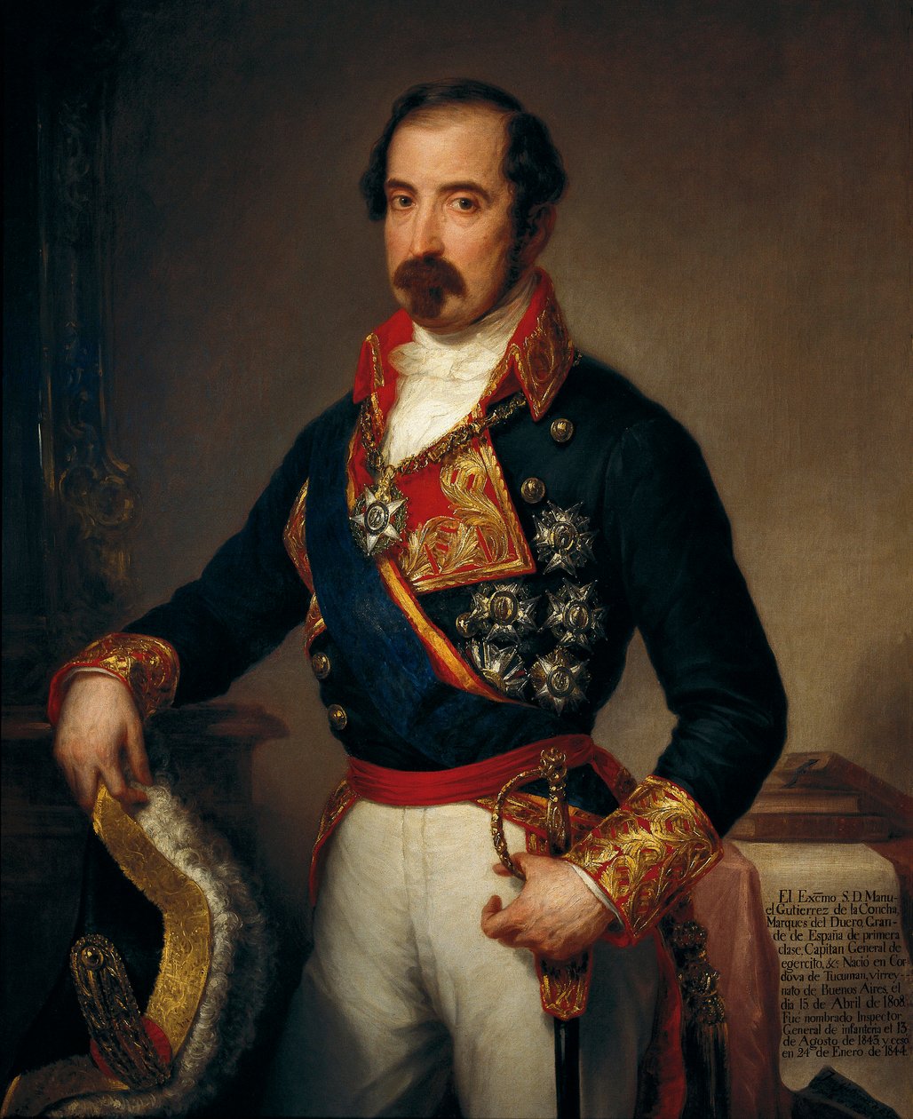 Portræt af Manuel Gutierrez de la Comcha i Irigoyen (1808-1874), markis af Duero af José Gutiérrez de la Vega