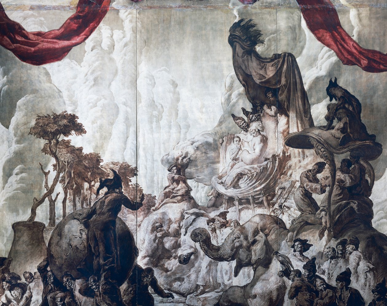 Udsmykning i balsalen på Hotel Wandel i Paris, det 20. århundrede (fresco) af José María Sert