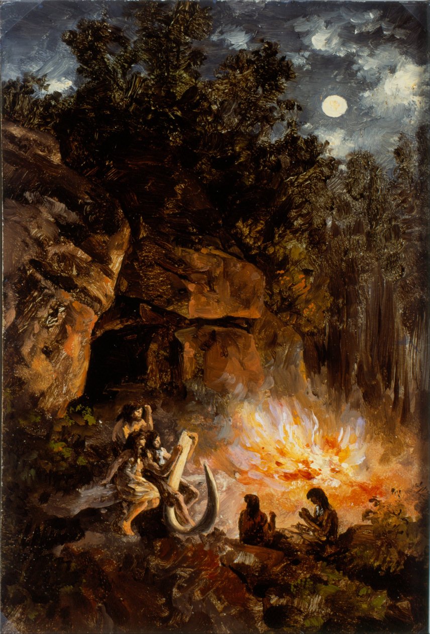 Scene fra den kvartære øvre paleolitiske periode af José María Velasco