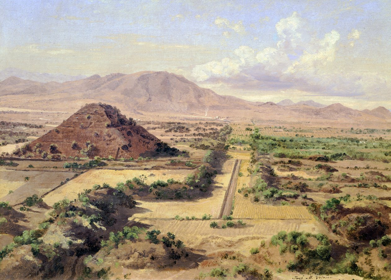 Solens pyramide i Teotihuacan, Mexico af José María Velasco