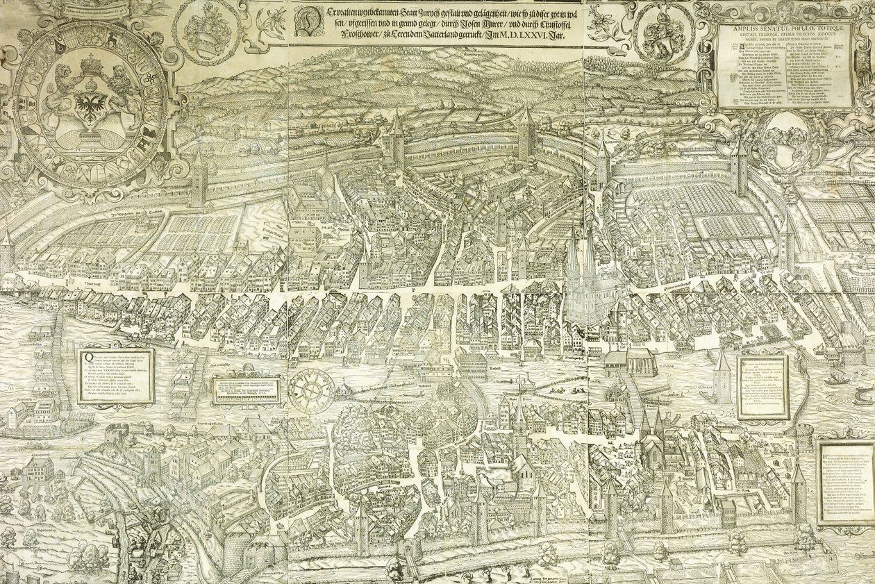 En udsigtsplan for Zürich, 1576 af Jos Murer