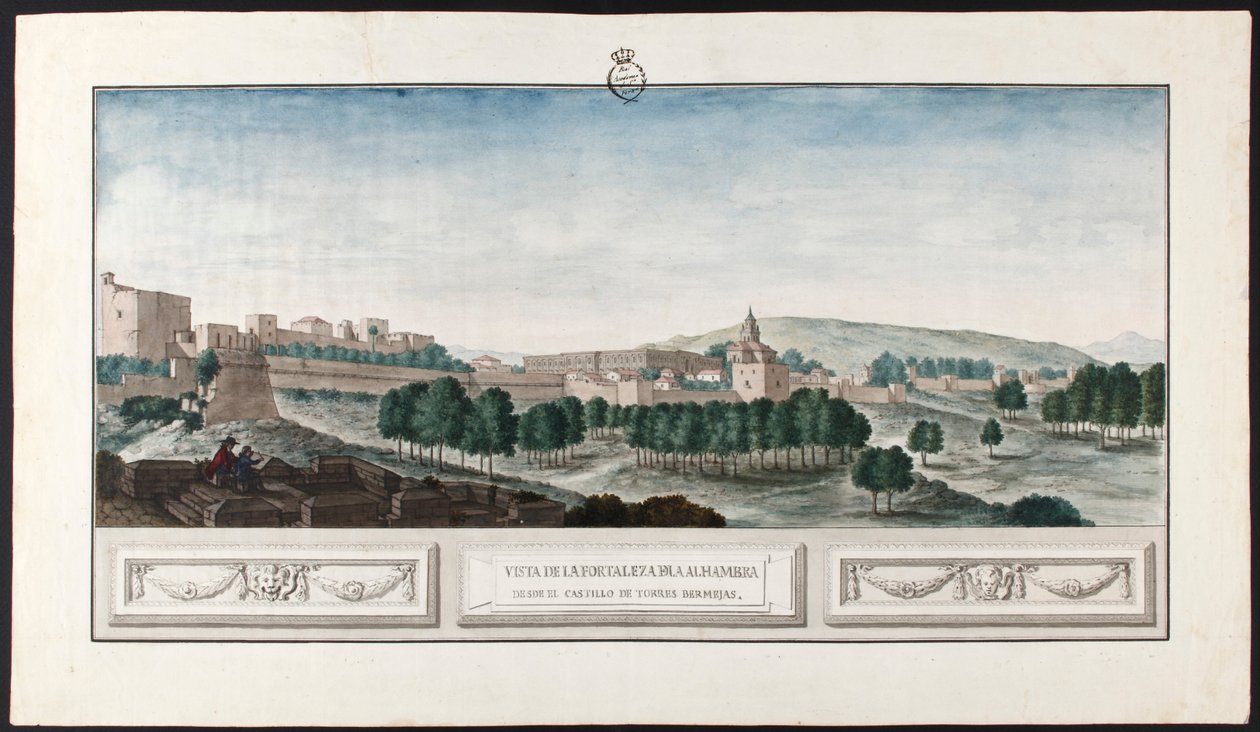 Udsigt over Alhambra i Granada af José de Hermosilla