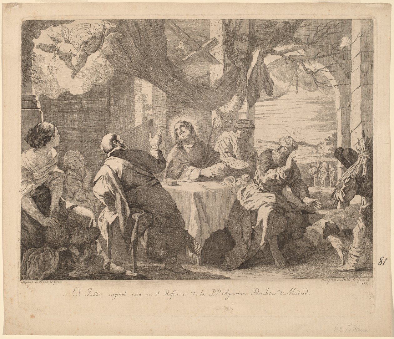 Nadveren i Emmaus af José del Castillo, after Mateo Cerezo the younger