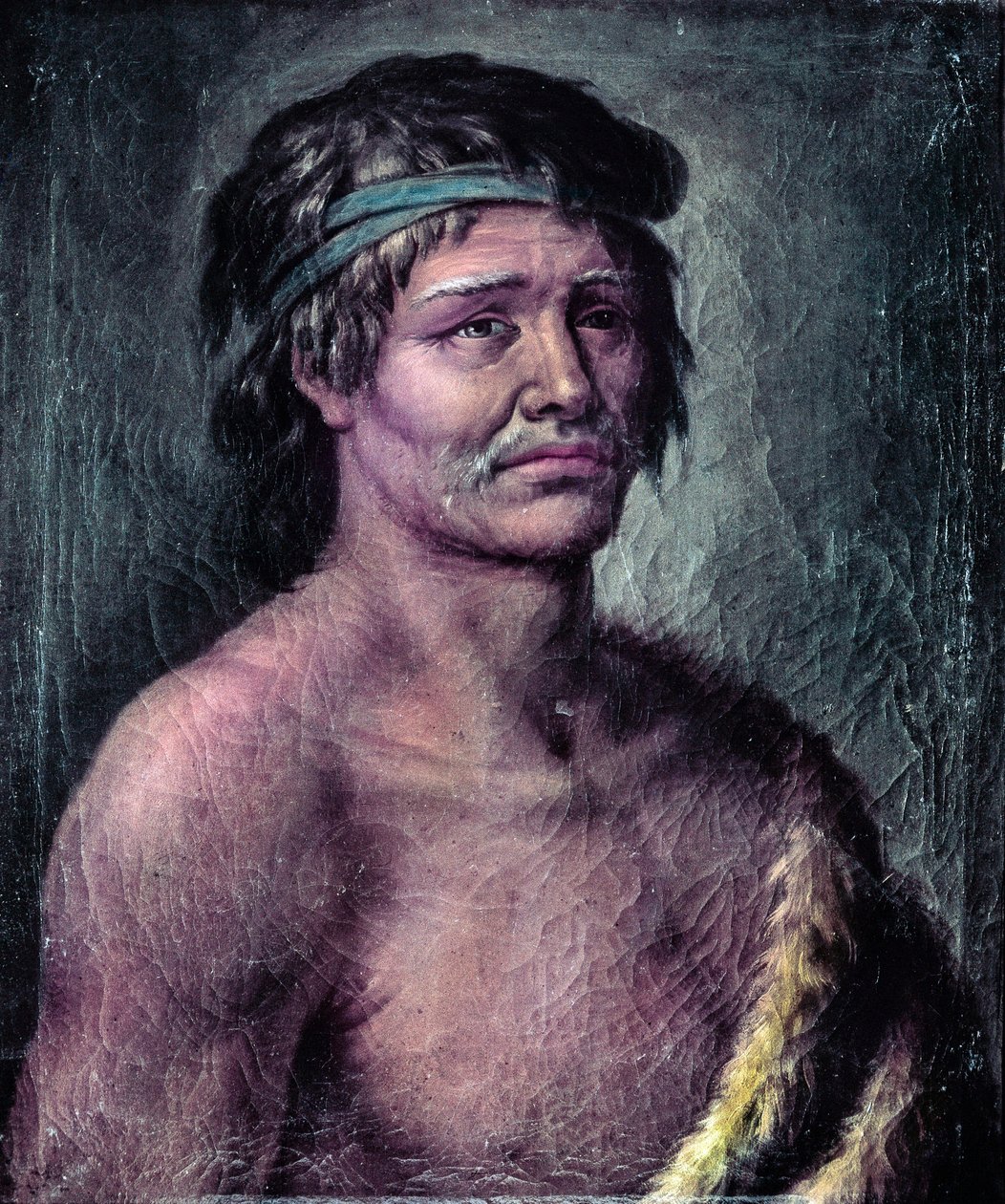 Portræt af en indianer fra Patagonien, tegning lavet under Alessandro Malaspinas ekspedition i Sydamerika, ca. 1791 (tegning) af José del Pozo