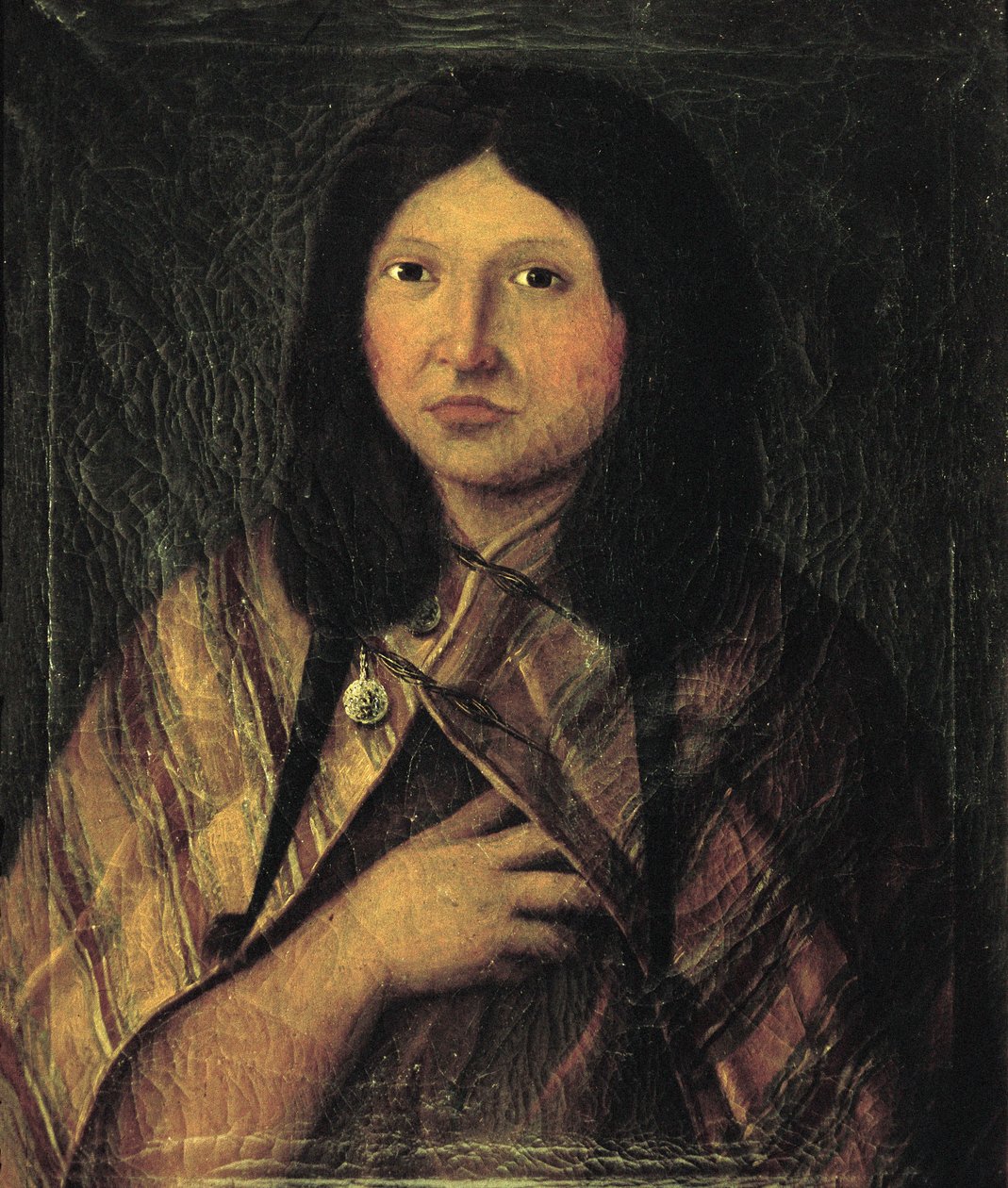 Portræt af en indisk kvinde fra Patagonien, tegning lavet under Alessandro Malaspinas ekspedition til Sydamerika ca. 1791 (tegning) af José del Pozo
