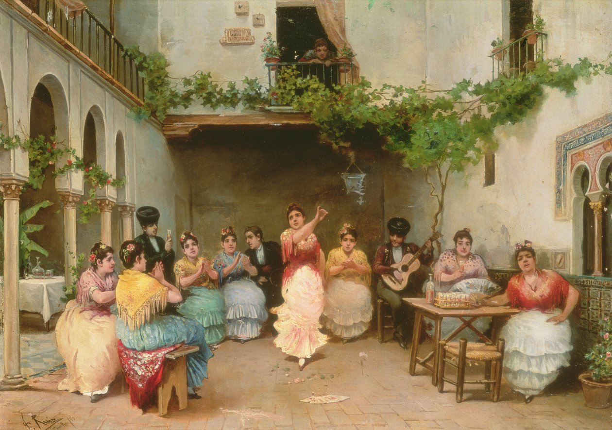 Samling omkring den spanske danser i Sevilla af Jose Ruiz Blasco