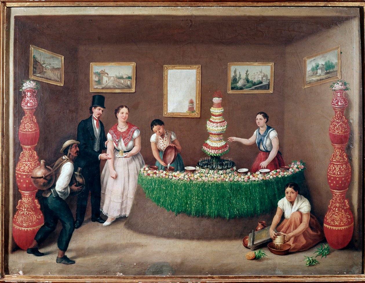 Chufa Horchata Sellers (Orxata de Xufa eller Orxata De Xufla) Maleri af Augustin Arriete (1800-tallet) Mexico City, Historisk Nationalmuseum, Chateau af Jose Agustin Arrieta