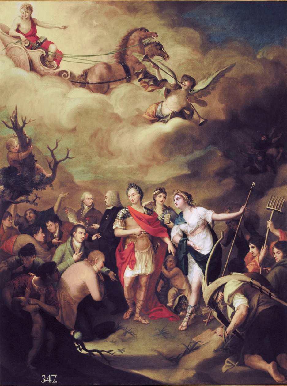 Charles III leverer landene i Sierra Morena (i Andalusien, Spanien) til bosætterne af Jose Alonso del Rivero