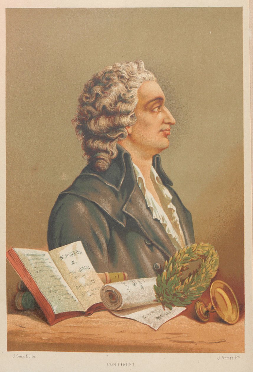 Portræt af Marie Jean Antoine Nicolas Caritat, Marquis de Condorcet 1743-1794, 1879. af Jose Armet Portanell