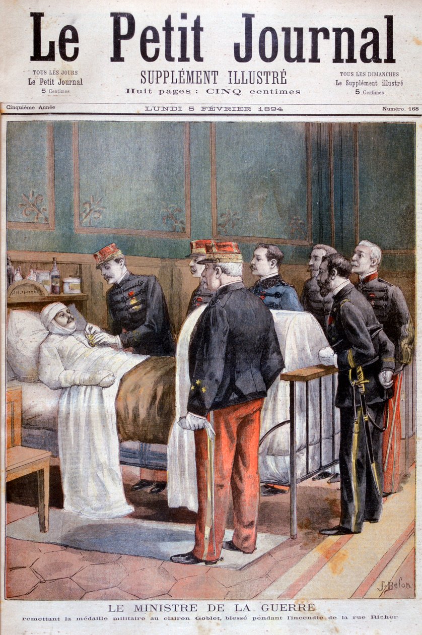 Den franske krigsminister giver en militær dekoration, 1894 af Jose Belon