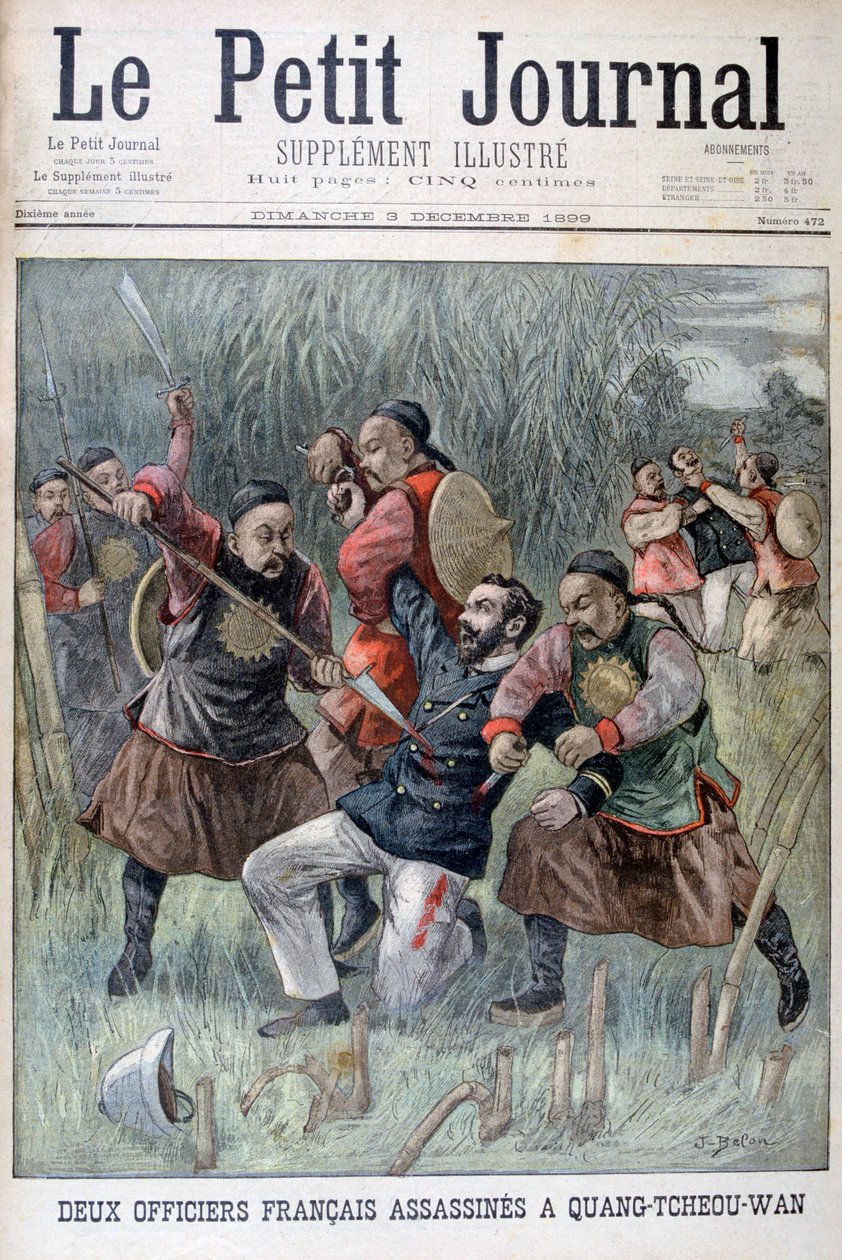 To franske officerer myrdet af Quang-tcheou-wan, 1899 af Jose Belon