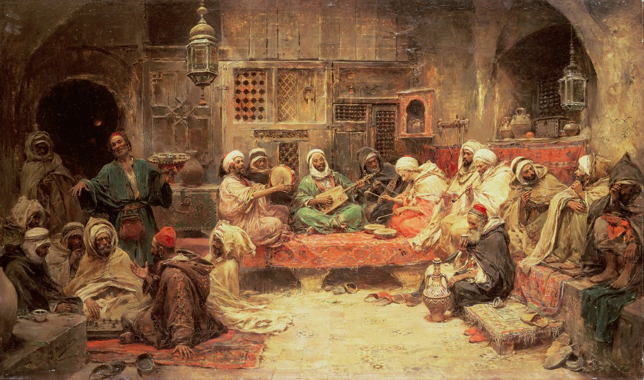 Arabere laver musik i et indre af Jose Benlliure y Gil