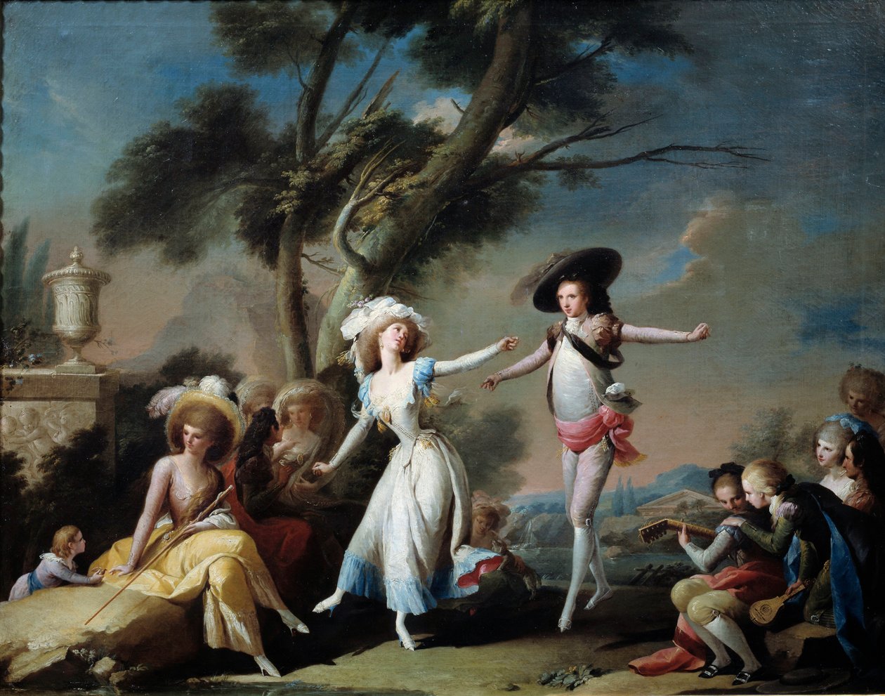 Par i en park. Maleri af Jose Camaron Y Boronat (1730-1803) af Jose Camaron