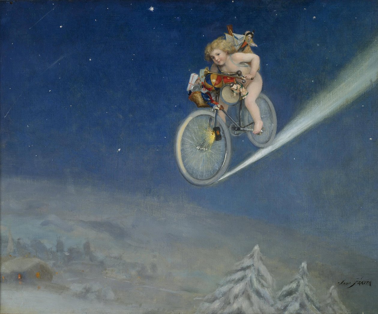 Christmas Delivery par Frappa, Jose (Joseph) (1854-1904), - Olie på lærred, 50,5x60,5 - Privat samling af Jose Frappa