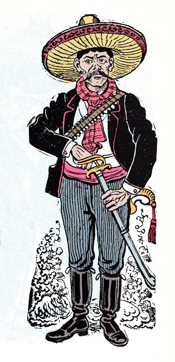 Mexicansk revolution (1910-1920) - Salazar Amador Revolutionær tilhænger af Emiliano Zapata - Xylografi af Jose Guadalupe Posada (1852-1913) af José Guadalupe Posada