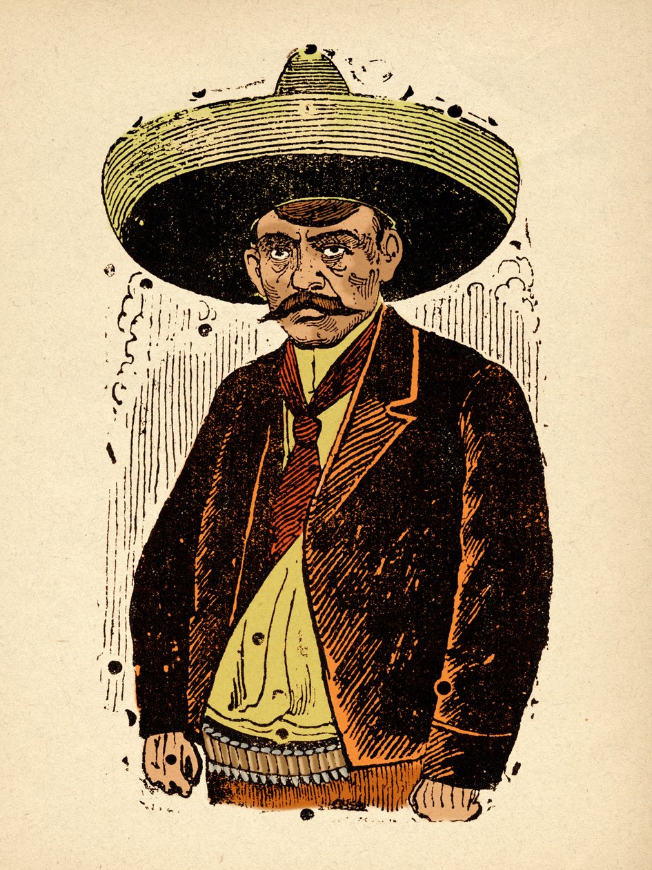 Mexicansk revolution - Emiliano Zapata, ca. 1910-1912 (xylografi) af José Guadalupe Posada