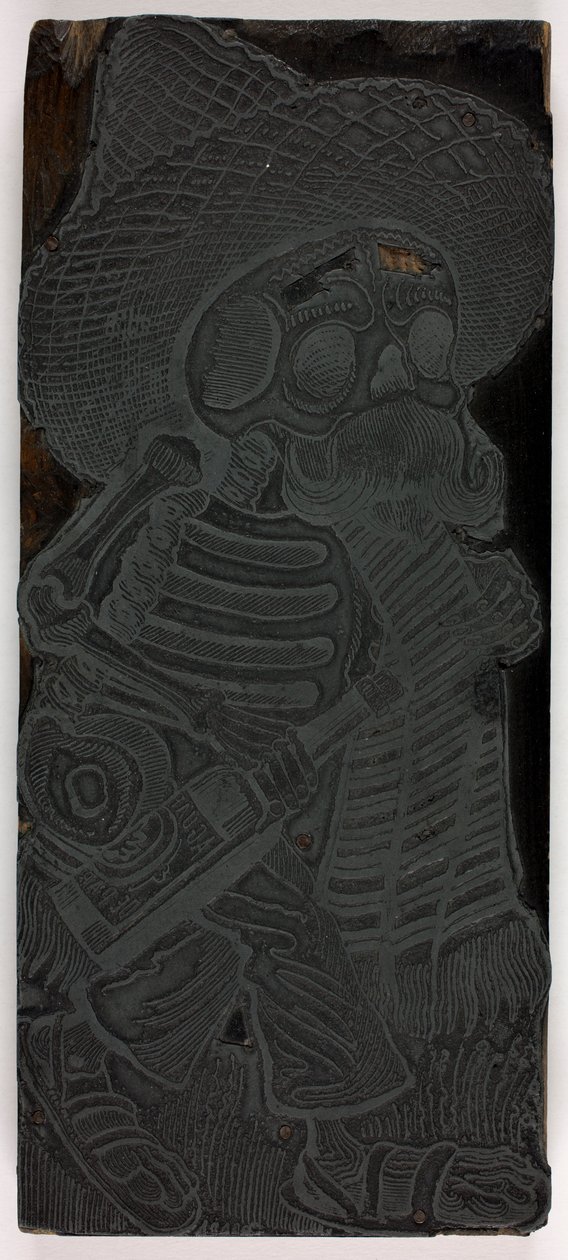 Trykblok til Massernes Calavera, nr. 2 af José Guadalupe Posada