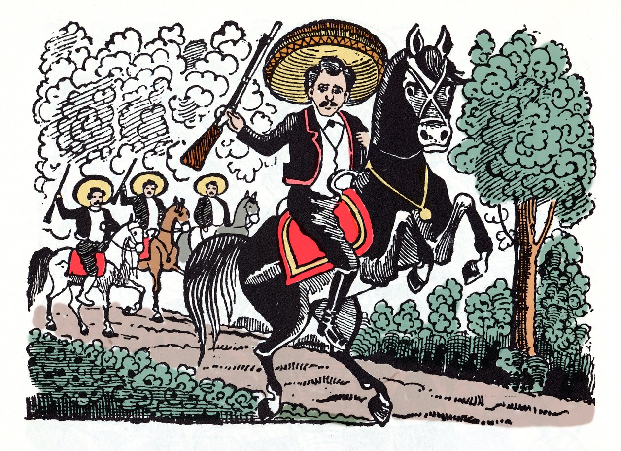 Romero Macario - Den mexicanske revolution (1910-1920) Xylografi af Jose Guadalupe Posada (1852-1913) af José Guadalupe Posada