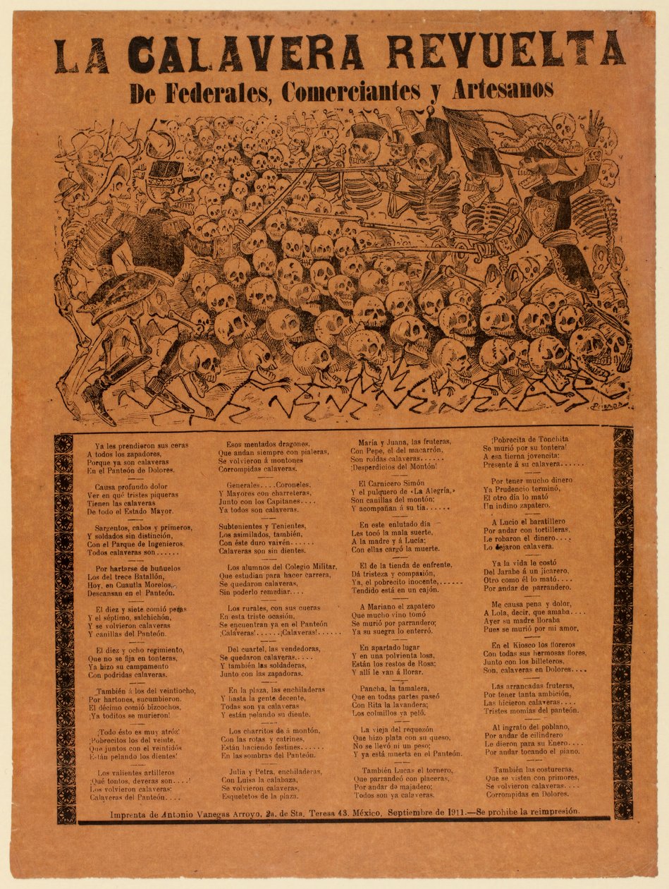 Der rebellische Calavera der Bundesarmee, Kaufleute und Handwerker af José Guadalupe Posada
