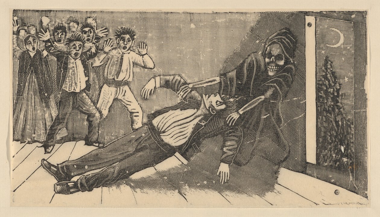 Don Juan Manuels spøgelses åbenbaring for Pachita la Alfajorera af José Guadalupe Posada