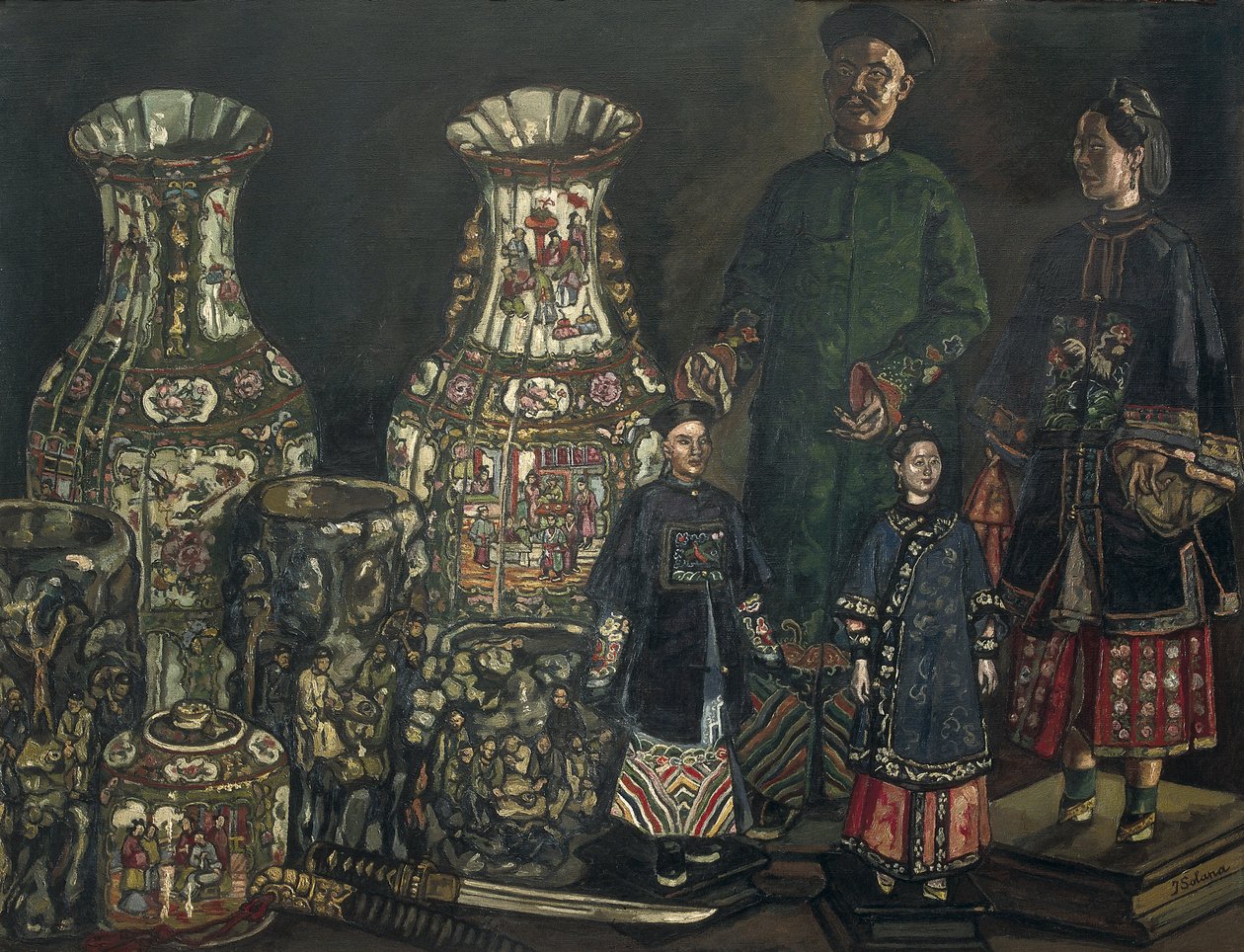 GUTIERREZ SOLANA, Jose (1886-1945). Kinesere og vaser. 1927. Ekspressionisme. Olie på lærred. Privat samling af Jose Gutierrez Solana
