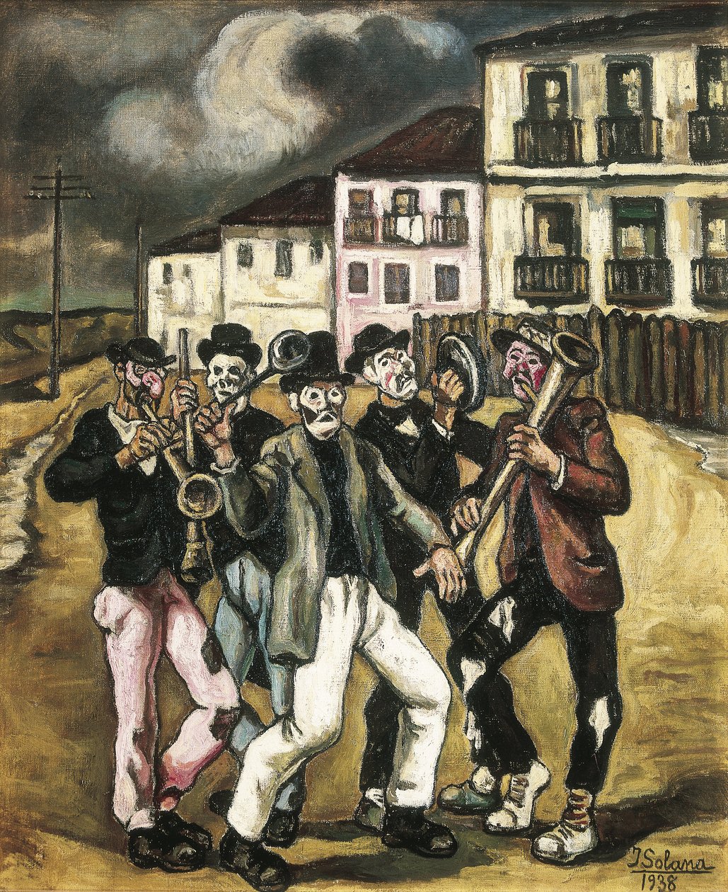 GUTIERREZ SOLANA, Jose (1886-1945). Mascaras vinateras (vinhandleres mascara). 1944-1945. Olie på lærred. Privat samling af Jose Gutierrez Solana