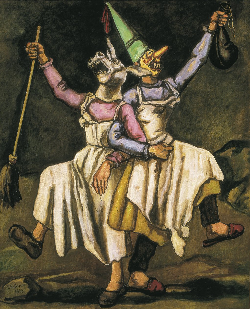 GUTIERREZ SOLANA, Jose (1886-1945). Masker danser arm i arm. 1938. Olie på lærred. SPANIEN. MADRID (SELVSTYRENDE REGION). Madrid. Mapfre Vida Kulturfond af Jose Gutierrez Solana