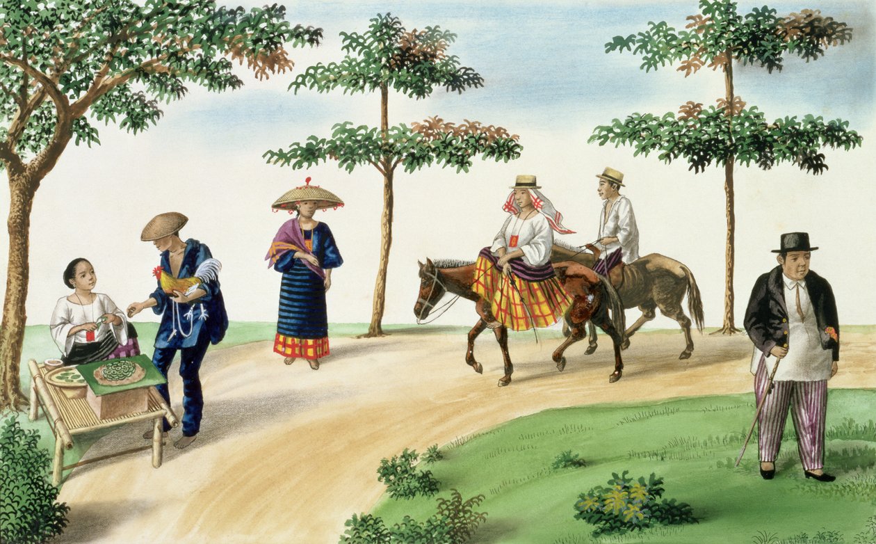 A Street Scene, fra "The Flebus Album of Views In and Around Manila", c.1845 af Jose Honorato Lozano