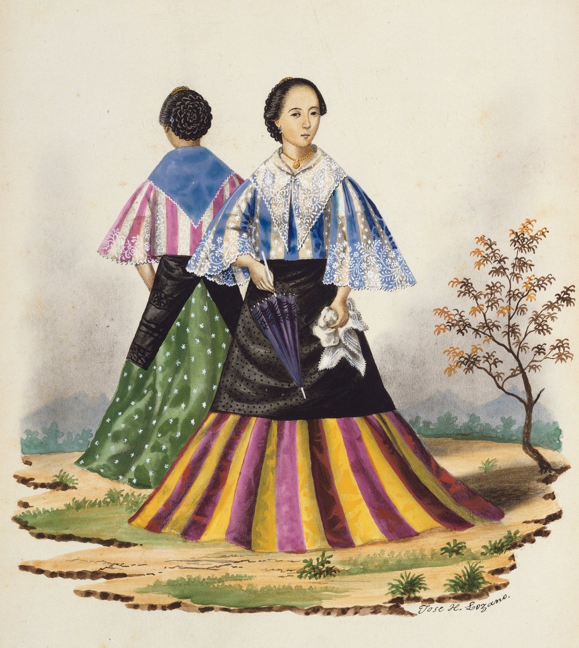 Manila og dets omgivelser: Mestizas Promenading af Jose Honorato Lozano