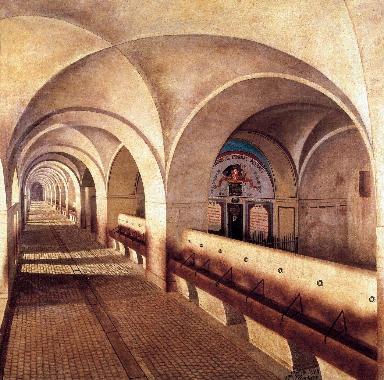 Staldene på slottet San Fernando de Figuieres, belejret af franskmændene i 1809, under den spanske uafhængighedskrig (1808-1814), døren til venstre er døren til Mariano Alvarez de Castros fængsel (1749-1810) , officer og militærguvernør i G af Jose Lafita y Blanco