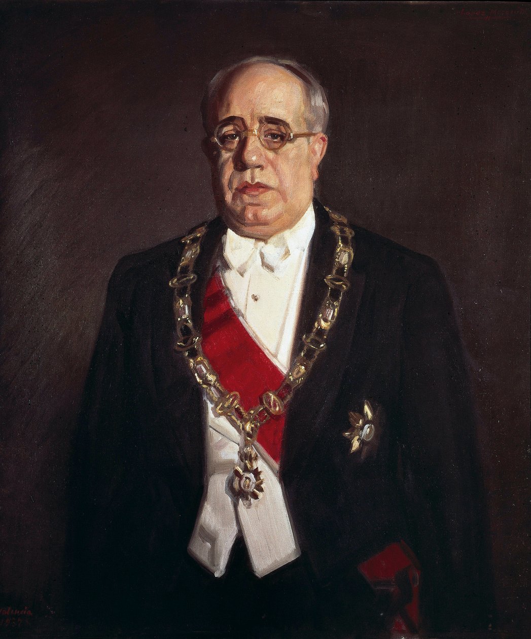 Portræt af Manuel Azana (1880-1940), spansk politiker af Jose Maria Lopez Mezquita