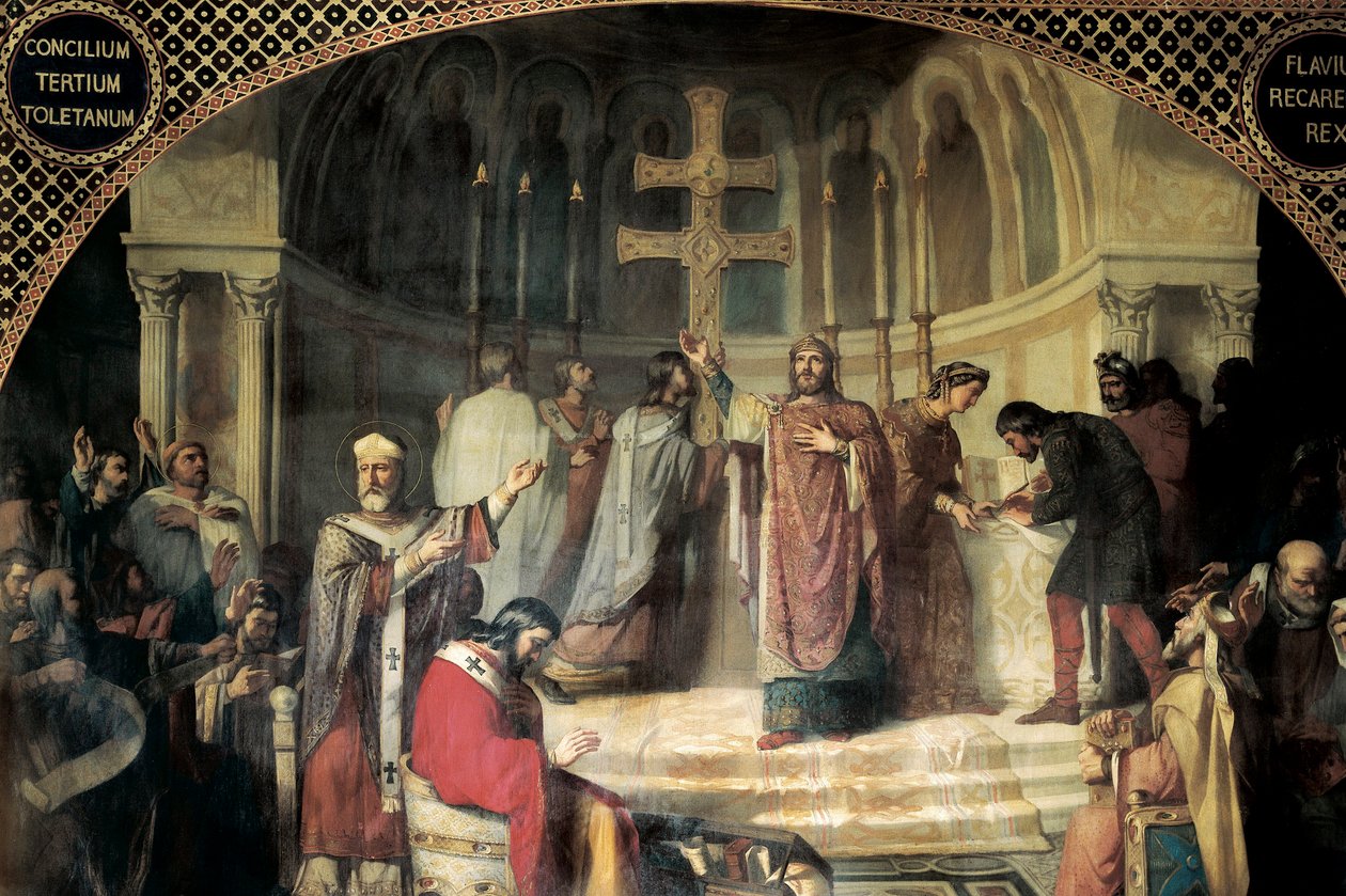 Tredje råd i Toledo i 589 ledet af Isidore af Sevilla (maleri) af Jose Marti y Monso