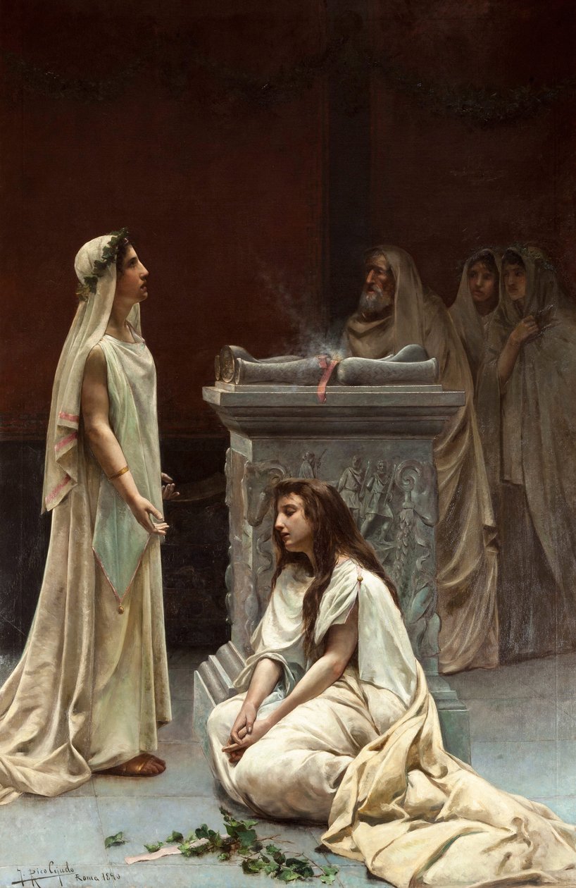 Akademisk kunst: Vestalerne af Rico Cejudo, Jose (1864-1943) af Jose Rico y Cejudo